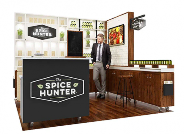 Stand jualan minuman dengan tampilan yang modern dan edgy